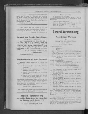 General-Versammlung des Aerztlichen Vereins