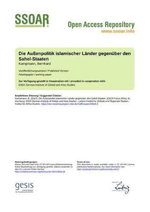 Die Außenpolitik islamischer Länder gegenüber den Sahel-Staaten