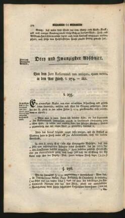 Drey und Zwanzigster Abschnitt. Von dem Jure Reformandi tam antiquo, quam novo, in dem Amt Fürth
