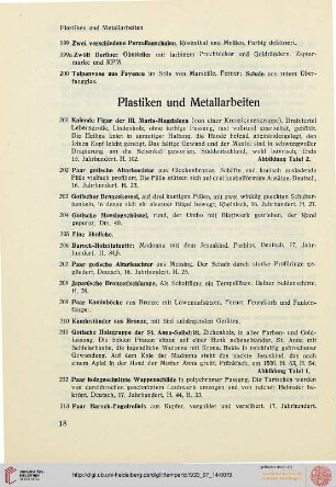 Plastiken und Metallarbeiten (Nr. 201-257)