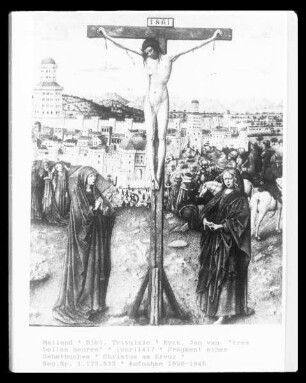 Gebetbuch: Tres belles heures (Fragment) Christus am Kreuz