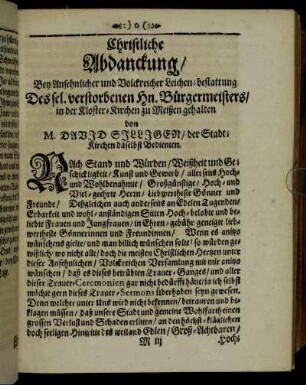 Christliche Abdanckung/ [...]