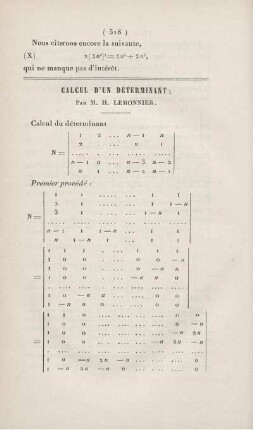Calcul d'un déterminant.
