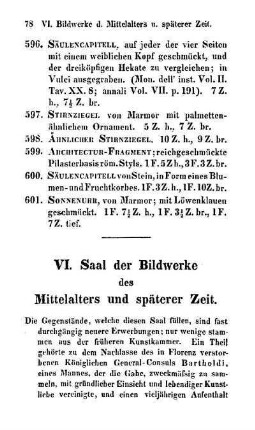 VI. Saal der Bildwerke des Mittelalters und späterer Zeit