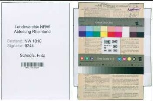Entnazifizierung Fritz Schoofs , geb. 23.11.1887 (Verw.Inspektor)