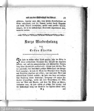 Kurze Wiederholung des Ersten Theils