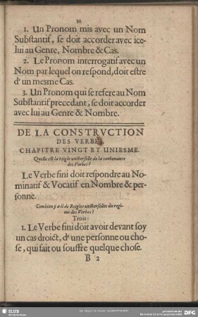 De La Contruction Des Verbes. Chapitre Vingt Et Uniesme