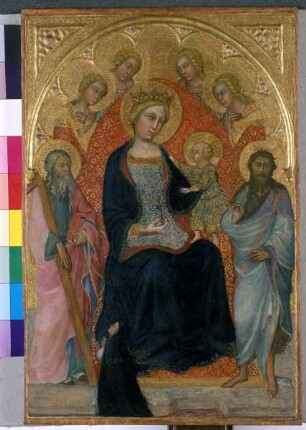 Thronende Madonna mit dem Kinde, vier Engeln, zwei Heiligen und einer Stifterin, Folio 00051