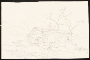 Schweizerhaus in Gebirgslandschaft: Perspektivische Ansicht