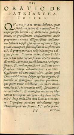 Oratio De Patriarcha Ioseph.