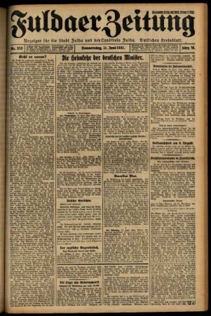 Erste Ausgabe vom Donnerstag, den 11. Juni 1931.