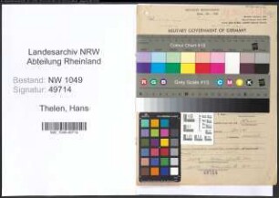 Entnazifizierung Hans Thelen , geb. 06.10.1908 (Firmeninhaber)
