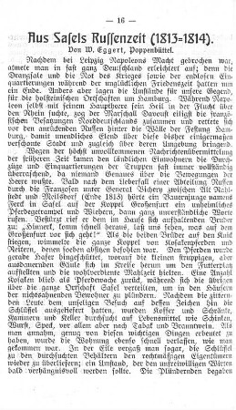 Aus Sasels Russenzeit (1813-1814).