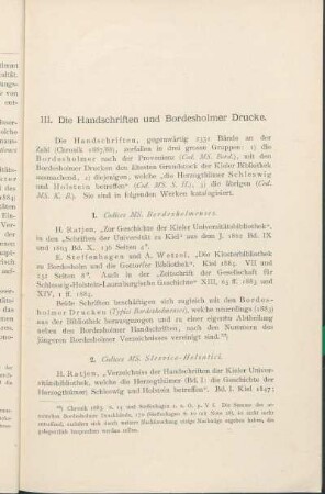 III. Die Handschriften und Bordesholmer Drucke.