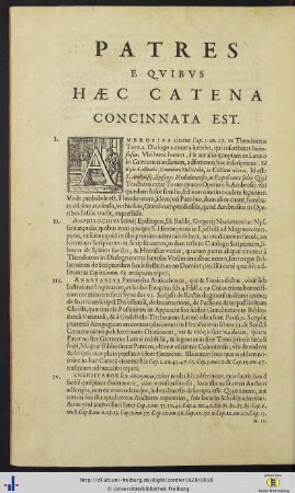 Patres E Quibus Haec Catena Concinnata Est.