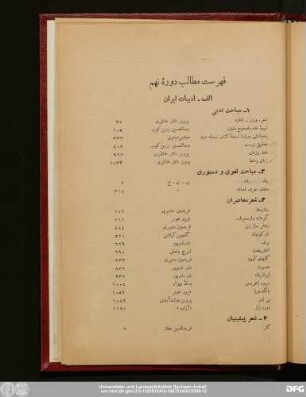 فهرست مطالب دورهٔ نهم