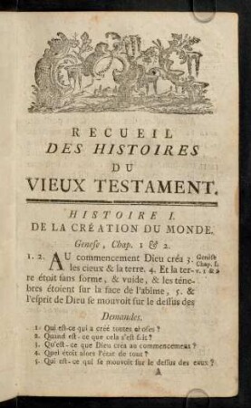 1-225, Recueil Des Histoires Du Vieux Testament