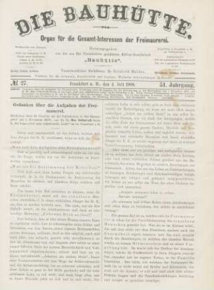 No. 27. Frankfurt a. M., den 4. Juli 1908. 51. Jahrgang.