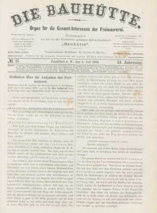 No. 27. Frankfurt a. M., den 4. Juli 1908. 51. Jahrgang.