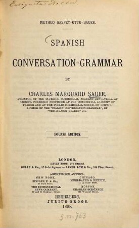 Spanish Conversation-Grammar : Method Gaspey-Otto-Sauer