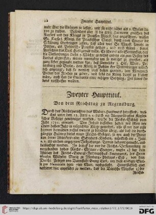 Zweyter Haupttitul. Von dem Reichstag zu Regenspurg