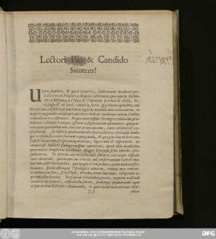 Lectori Pio & Candido Salutem!