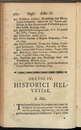Sectio IV. Historici Helvetiae