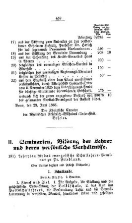 Lehrplan für das evangelische Schullehrer-Seminar zu Pr. Friedland : [II. Seminarien, Bildung der Lehrer und deren persönliche Verhältnisse]