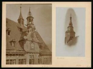 PA 6102a - PA 6102b, Rathausturm um 1900 und Stiftskirche (Kirchturmspitze). Foto Sinner