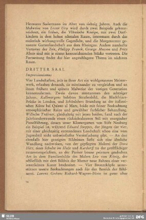 Dritter Saal. Impressionismus