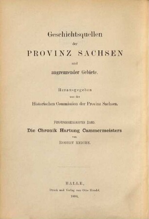 Die Chronik Hartung Cammermeisters