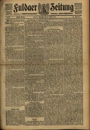 Erste Ausgabe vom Samstag, den 15. April 1911.