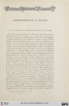 3. Pér. 35.1906: La IXe exposition internationale des beaux-arts : correspondance de Munich