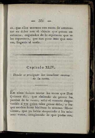 Capítulo XLIV. Donde se prosiguen los inauditos sucesos de la venta