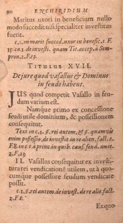 Titulus XVII. De jure quod vasallus & Dominus in feudo habent.