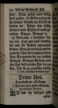 Dritter Theil. Catechismus-Gesänge.