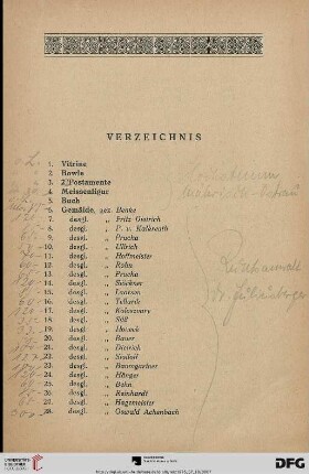 Verzeichnis (Nr. 1-417)