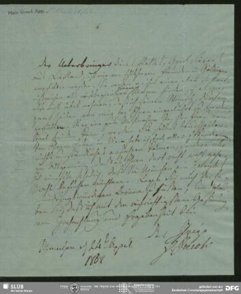 Eigenh. Brief von Friedrich Heinrich Jacobi an August Wilhelm von Schlegel, München, 24.04.1808