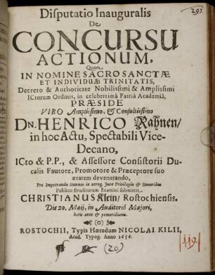 Disputatio Inauguralis De Concursu Actionum