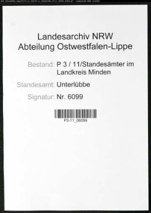 Sterberegister Standesamt Unterlübbe