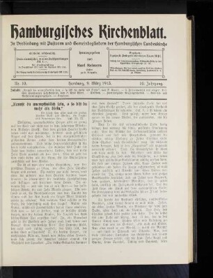 Nr. 10. Hamburg, 9. März 1913. 10. Jahrgang.