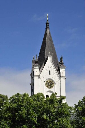 Kleinstadt Nora - der Kirchturm : Der Kirchturm, aufgenommen in der Kleinstadt Nora am 26. Juli 2012