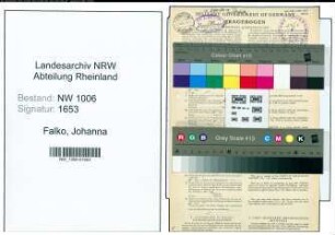 Entnazifizierung Johanna Falko , geb. 09.08.1868 ()