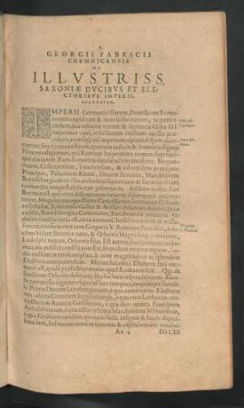 Georgii Fabricii Chemnicensis De Illustriss. Saxoniae Ducibus Et Electoribus Imperii.