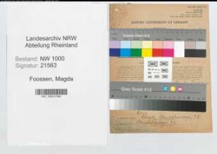 Entnazifizierung Magda Foossen, geb. 02.12.1911 (Fuersorgerin)