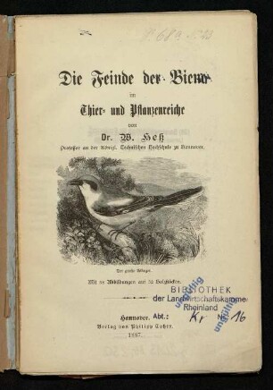Die Feinde der Biene im Thier- und Pflanzenreiche