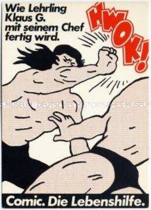 Satirische Postkarte zum Thema Arbeitswelt