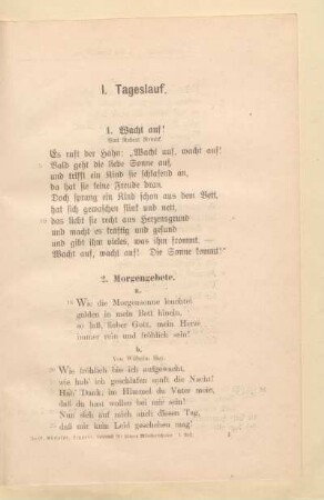 I. Tageslauf
