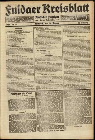 Ausgabe vom Mittwoch, den 21. Januar 1920.