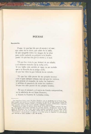 Poemas : Revelación [y] Letanía de las rosas [y] Ars vivendi [y] Parábola de la voluntad [y] Rosa mística [y] Colombina [y] Madrigal